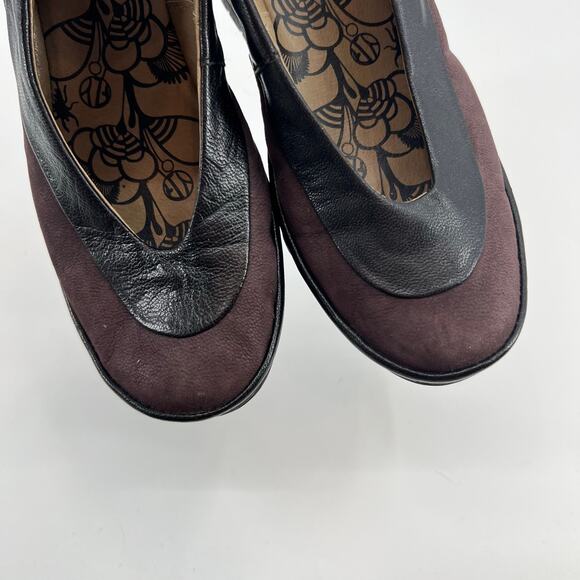 FLY London Yoko Two Tone Leather Wedge Slip On Shoes Women's 39 / US 8-8.5 - Picture 3 of 8